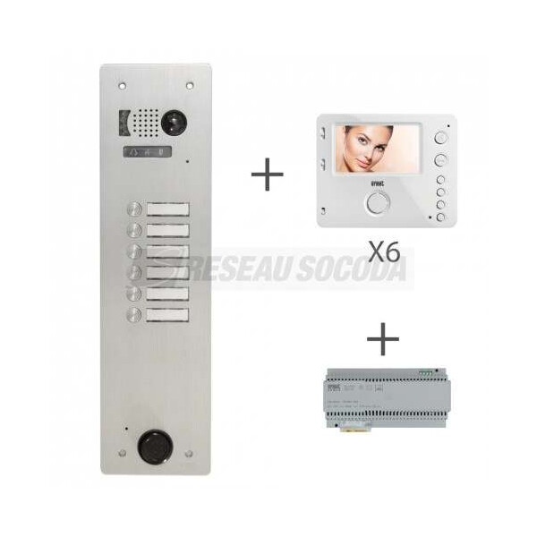 Kit video alu 1r 6 bp 2 voice programmé (20362) - Urmet - KV83/106