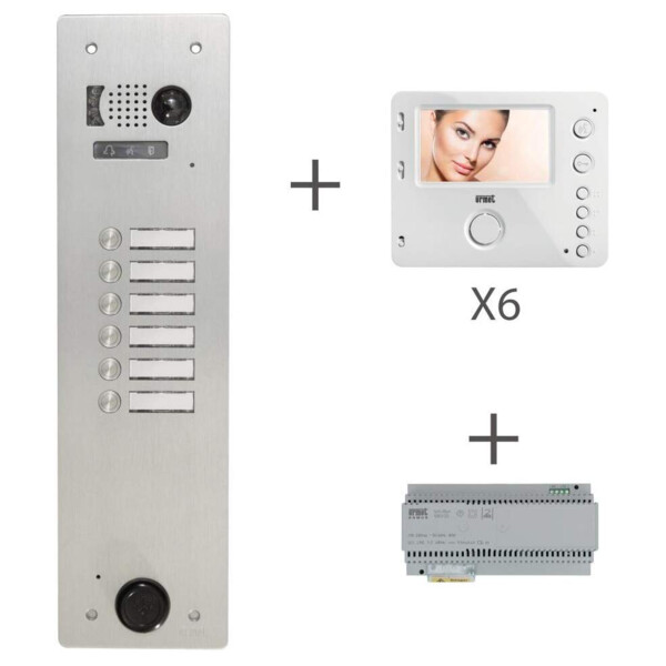 Kit video alu 1r 6 bp 2 voice programmé (20362) - Urmet - KV83/106