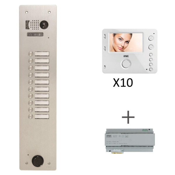 Kit video alu 1r 10bp 2 voice programmé (21720) - Urmet - KV83/110