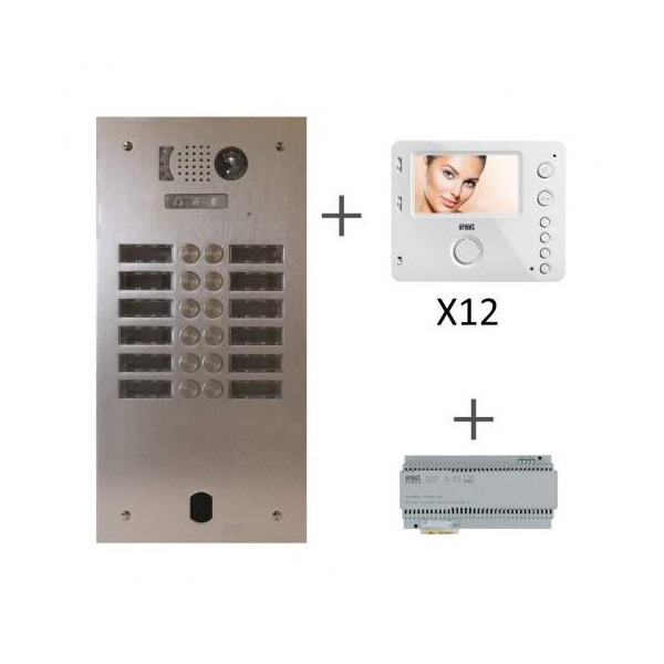 Kit video alu 2r 12 bp 2 voice programmé (20370) - Urmet - KV83/212