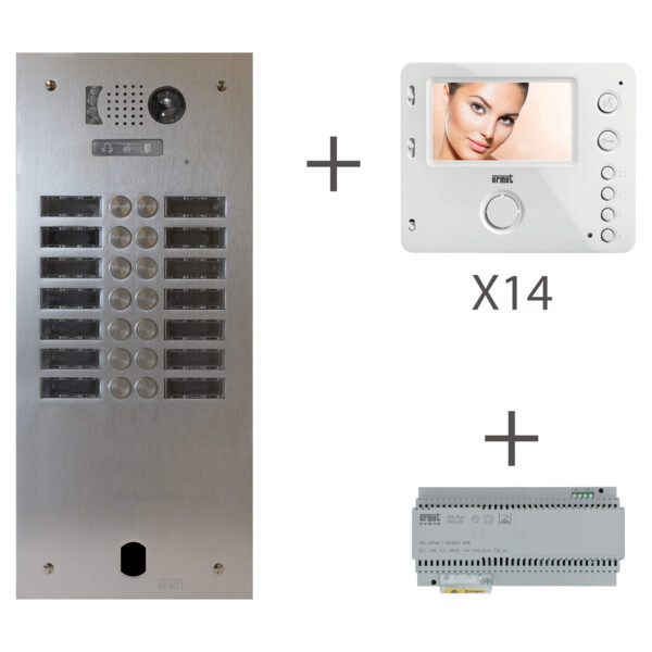 Kit video alu 2r 14 bp 2 voice programmé (20371) - Urmet - KV83/214