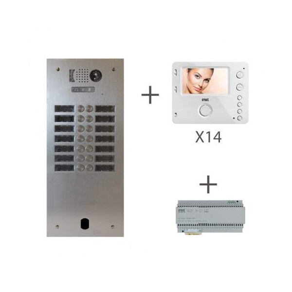 Kit video alu 2r 14 bp 2 voice programmé (20371) - Urmet - KV83/214