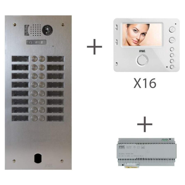 Kit video alu 2r 16 bp 2 voice programmé (20372) - Urmet - KV83/216