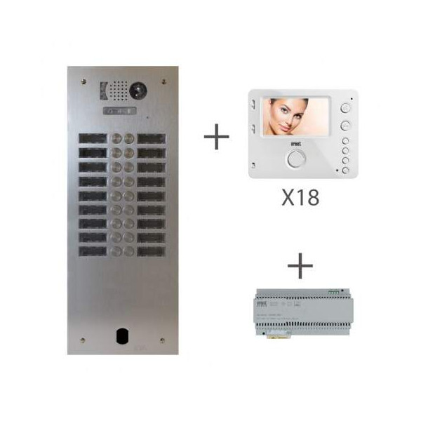 Kit video alu 2r 18 bp 2 voice programmé (20373) - Urmet - KV83/218
