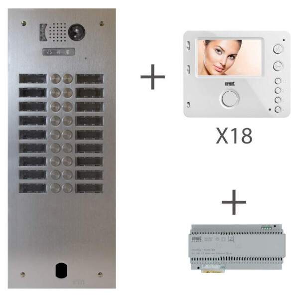 Kit video alu 2r 18 bp 2 voice programmé (20373) - Urmet - KV83/218