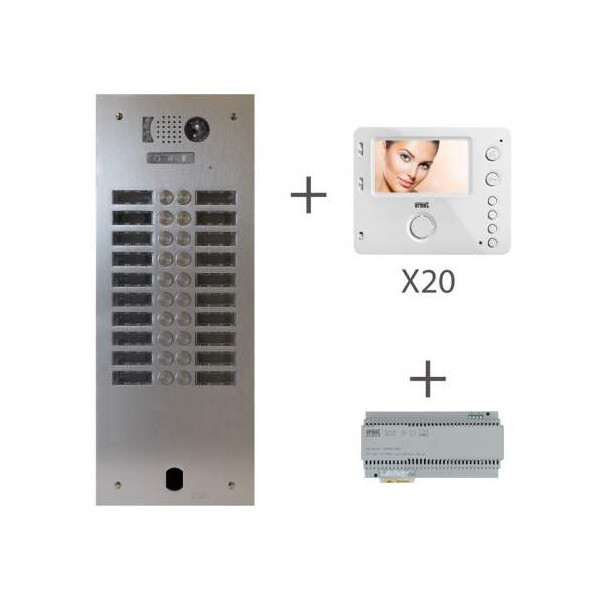 Kit video alu 2r 20 bp 2 voice programmé (20374) - Urmet - KV83/220