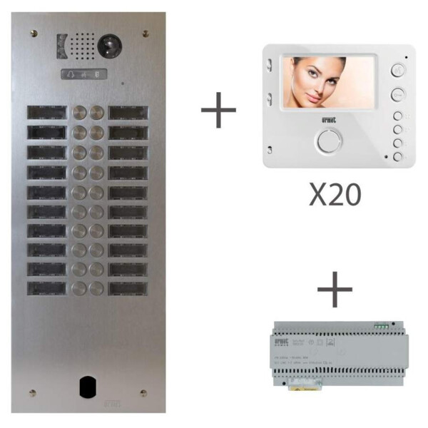 Kit video alu 2r 20 bp 2 voice programmé (20374) - Urmet - KV83/220