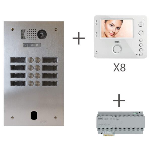 Kit video alu 2r 8 bp 2 voice programmé (20368) - Urmet - KV83/208