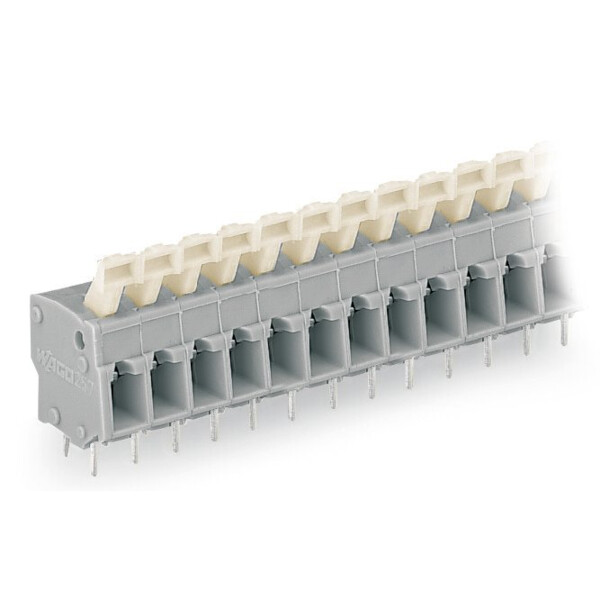 Barrette à bornes ci 6 pôles / 2, 5 mm² / pas 5-5,08 mm / poussoir droit / gris - Wago - 257406