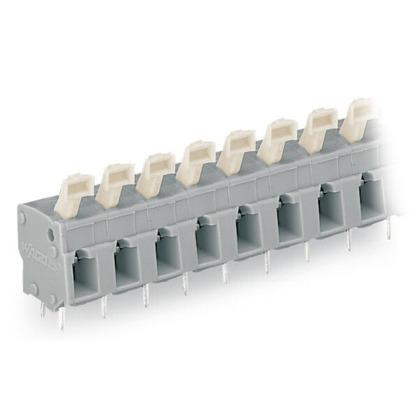 Barrette à bornes ci 4 pôles / 2, 5 mm² / pas 7,5-7,62 mm / poussoir droit / gri - Wago - 257504