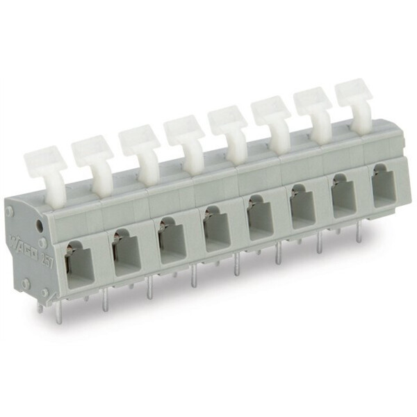 Barrette à bornes ci 5 pôles / 2, 5 mm² / pas 7,5-7,62 mm / poussoir coudé / gri - Wago - 257555