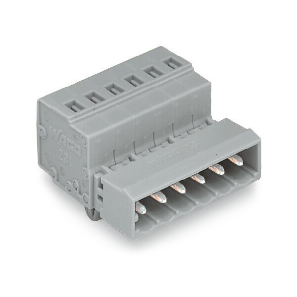 Connecteur mâle,avec pieds de fixation à encliqueter/ gris / pas 5 mm,13 pôles - Wago - 231613/018000