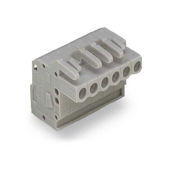 Connecteur femelle coudé 15 pôles / pas 5 mm / gris / sortie coté ondulé - Wago - 232115/026000