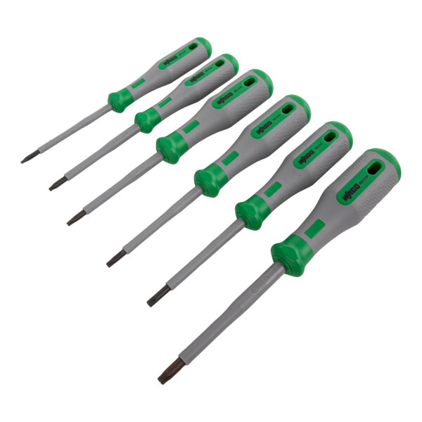 Set de 6 tournevis isolés 1000V, VDE : PH1 - PH2 - PZ1 - PZ2,5 -  PZ3,5 - PZ5,5 - Wago - 2062101