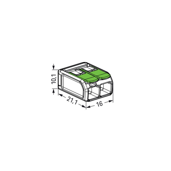Borne de raccordement Wago 221 Green 2x6mm² à leviers (Blister de 10 bornes) - Wago - 221622/995010