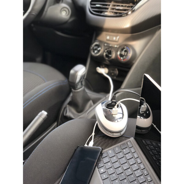 Convertisseur voiture carwatt 150w. usb 2.4a. sortie 230vac. fusible de protection. blanc/gris - Watt&co - CV12-220C150G-B