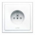 Prise de courant 2P+T Lutron Blanc, 16A 250V avec cadre