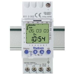 Interrupteur horaire digital 24h 7j 2 modules 1no+1nf 12 24v ac cc tr 611 top