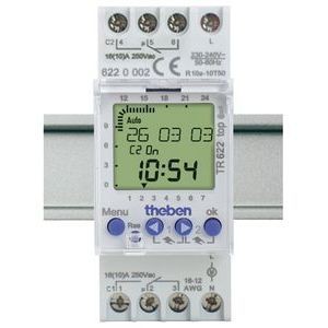 Interrupteur horaire digital 24h 7j 2 modules 2 c inv 12 24v ac cc tr 622 top