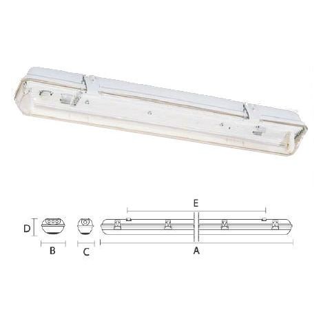 DEP 136 NC - Diffuseur réglette étanche 1x36W polycarbonate