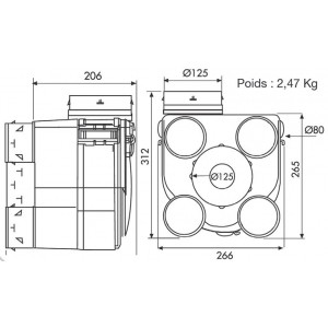 Kit VMC standard, pour l'habitat pavillonnaire du T1 au T7 jusqu'à 4 sanitaires. (DECO K)