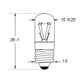 Lampe à filament - E10 - Standard - Ø10 x 28mm - 24V - 210mA - 5W