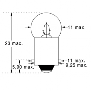 Lampe à filament - BA9S - ballon - Ø11 x 23mm - 12V - 100mA - 1.2W