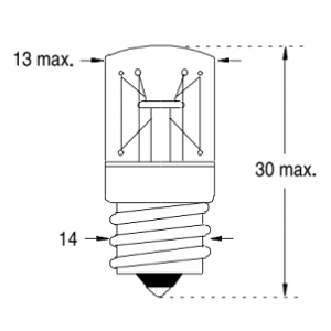 Lampe à Filament Orbitec 3 W – E14 – 130 V – 23 mA – ø 13 x 30 mm