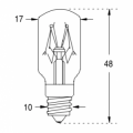 Lampe à filament - E10 Tube - Ø17 x 48 mm - 260V - 15W