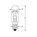 Tube lampe - Eclairage incandescent - E14 - Ø22 x 57mm - 260V - 15W