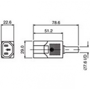 Fiche IEC male droite 2 pôle + 1 terre - 10A - 250VAC