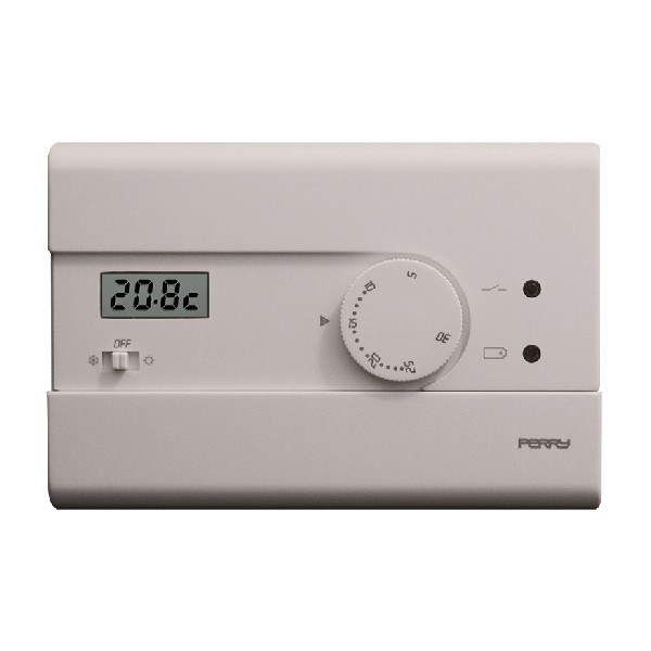 Thermostat digital journalier  Perry série “Slim” avec commande Hiver / OFF / Eté, coloris blanc - 3V