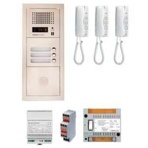 Pack audio bus 3BP encastré a/module pour T25/VIGIK,centrale,3 postes GT1D&alim.(sans transfo gâche) (200301)