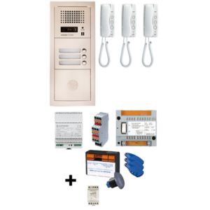 Pack audio 3BP encastré avec vigik, 3 postes combinés et 1 badge par logt(postes et badges programmés) (200351)