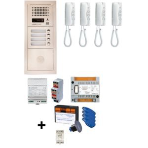 Pack audio 4BP encastré avec vigik, 4 postes combinés et 1 badge par logt(postes et badges programmés) (200352)