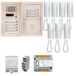 Pack audio bus 7BP encastré a/module pour T25/VIGIK,centrale,7 postes GT1D&alim.(sans transfo gâche) (200305)