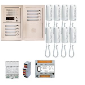 Pack audio bus 8BP encastré a/module pour T25/VIGIK,centrale,8 postes GT1D&alim.(sans transfo gâche) (200306)