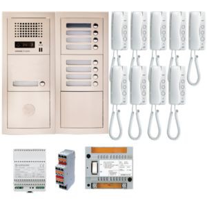 Pack audio bus 9BP encastré a/module pour T25/VIGIK,centrale,9 postes GT1D&alim.(sans transfo gâche) (200307)