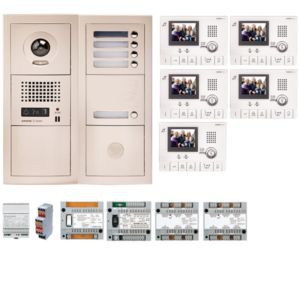 Pack vidéo 5BP enc.a/module pour T25/VIGIK,centrales, 2 dist.GT4Z,5 mon.GT1CL & alim.(sans transfo gâche) (200314)