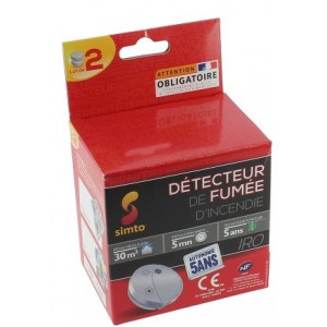 Lot de 2 détecteurs de fumée IRO NF 5 ans