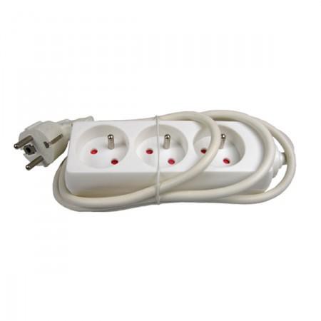 Bloc multiprise blanc - 3 entrées - 3x1,5mm² - 1,5 mètre - Franelec