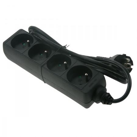 Bloc Multiprise Noir 4 Entrées HO5VV-F 3x1,5 mm2 1,5 m Franelec – Sans Interrupteur