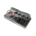 Bloc multiprises Franelec parasurtenseur et parafoudre - 8 entrées avec filtre, connectiques TV, téléphone - 3x1,5mm² - 1,5 mètre - noir