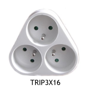 Prise électrique Blanche Triangulaire 3 x 2 P + T 16 A Triplite Franelec