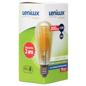 Lampe LED à filament edison ST64 ambrée 200lm E27 - Lenilux