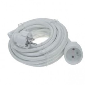 Cordon prolongateur H05VV-F - 10 mètres - blanc - Franelec