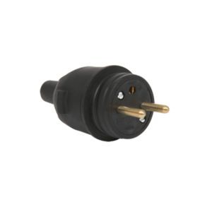 Debflex Stecker Doppelt Wasserdicht – 2P+T 16A, Schwarz, Mit Klappdeckel (IP44)