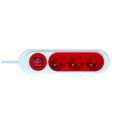 Rallonge multiprise Debflex rouge nola 3 prises 2p+t 16a avec inter cordon 1m pegboardable