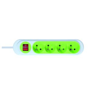 Rallonge multiprise Debflex vert nola 4 prises 2p+t 16a avec inter cordon 1,15m pegboardable