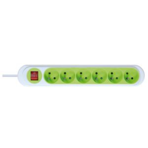 Rallonge multiprise Debflex vert nola 6 prises 2p+t 16a avec inter cordon 1,45m pegboardable